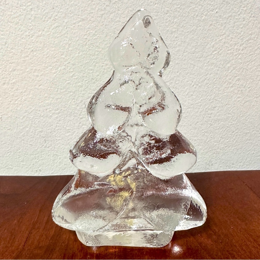 ENERYDA Sweden Clear Art Glass Christmas Tree Tealight Votive Candle Holder